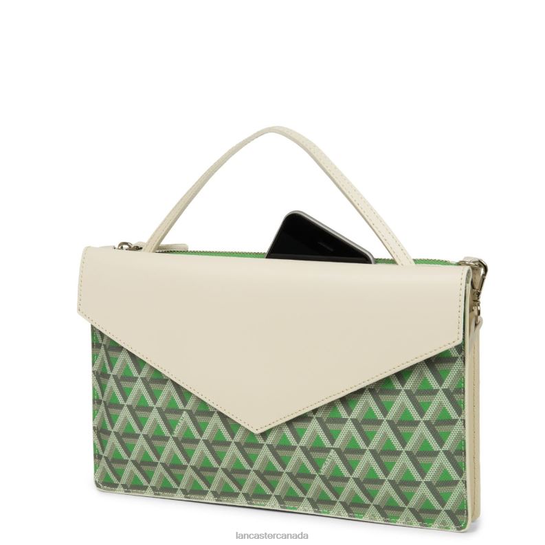 Women Clutch Ikon 4J6H1174 Bag Vert Prairie-Beige Lancaster Paris