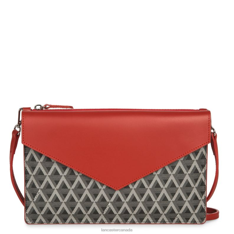 Women Clutch Ikon 4J6H1179 Bag Noir-Rouge Lancaster Paris