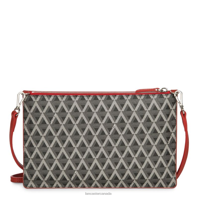 Women Clutch Ikon 4J6H1179 Bag Noir-Rouge Lancaster Paris