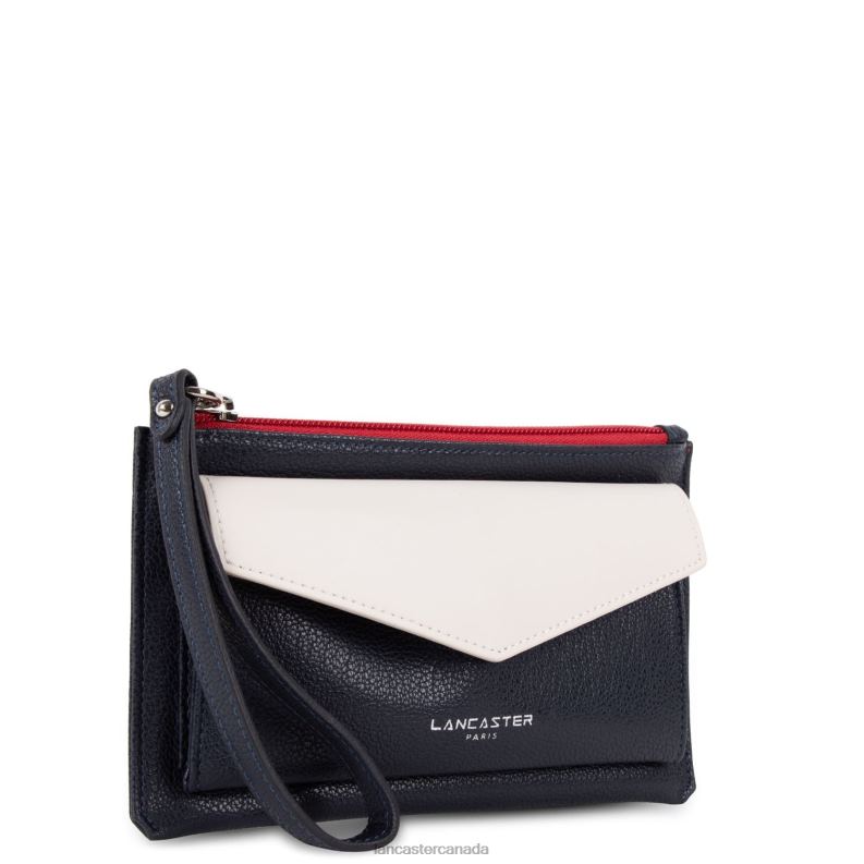 Women Clutch Maya 4J6H1135 Bag Bleu Fonce-Ecru-Rouge Lancaster Paris