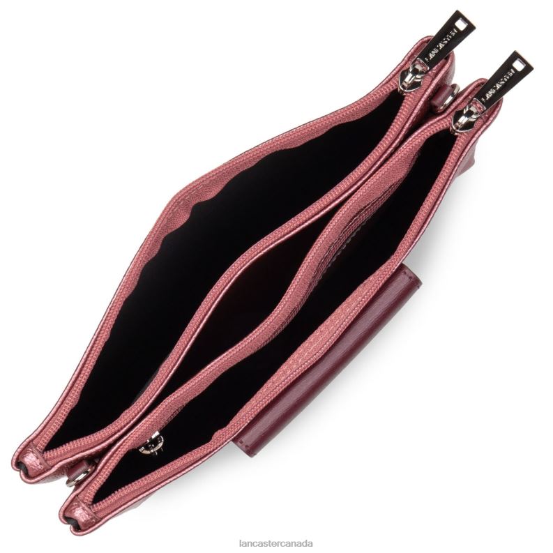 Women Double Clutch Maya Lightweight 4J6H651 Bag Grenat-Rose Antique-Bordeaux Lancaster Paris