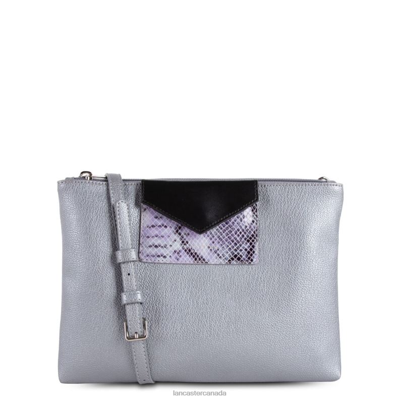 Women Double Clutch Maya Lightweight 4J6H656 Bag Argent-Python Lancaster Paris