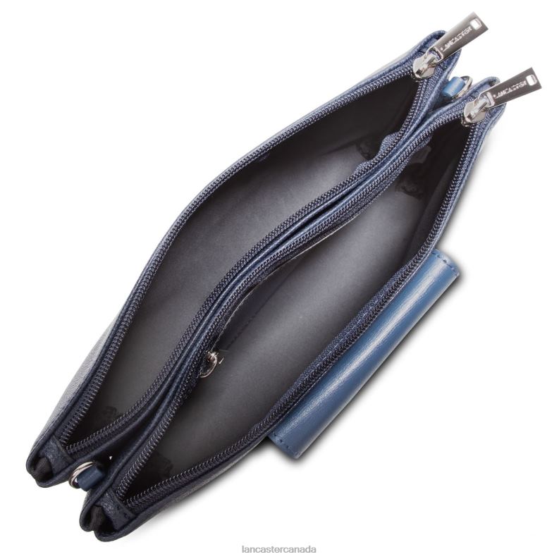 Women Double Clutch Maya New 4J6H658 Bag Bleu Fonce-Python Lancaster Paris