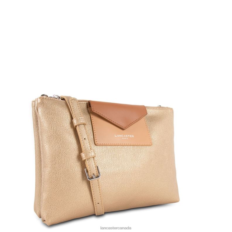 Women Double Clutch Maya New 4J6H661 Bag Or Mat-Naturel-Camel Lancaster Paris