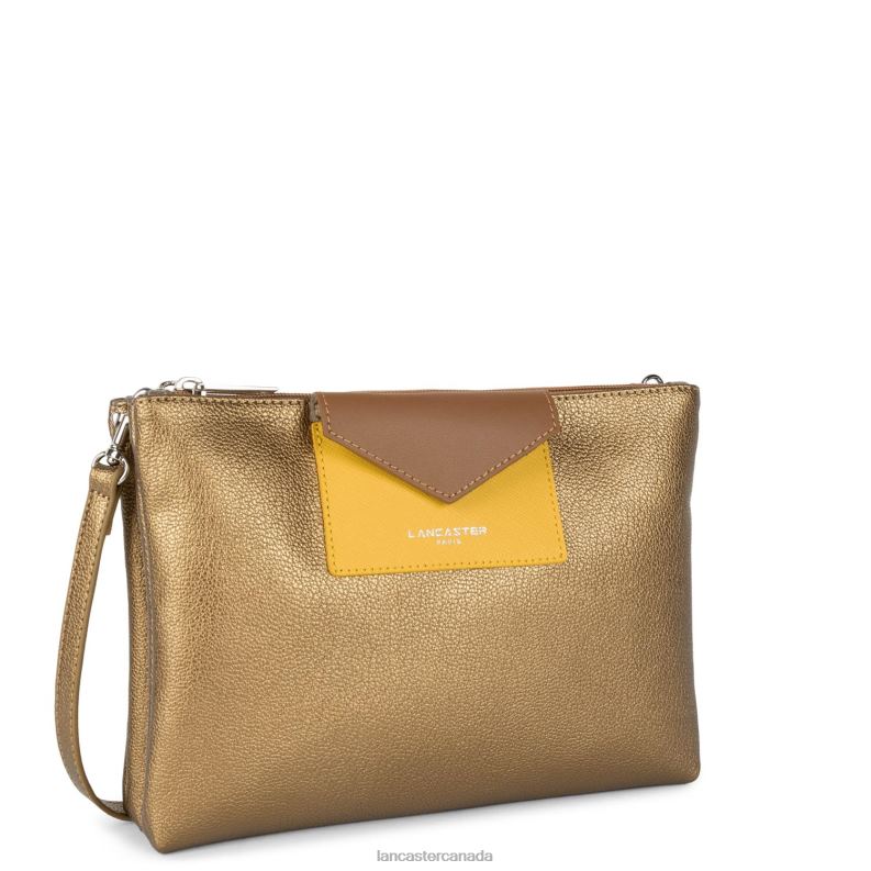 Women Double Clutch Maya New 4J6H674 Bag Bronze-Jaune-Camel Lancaster Paris