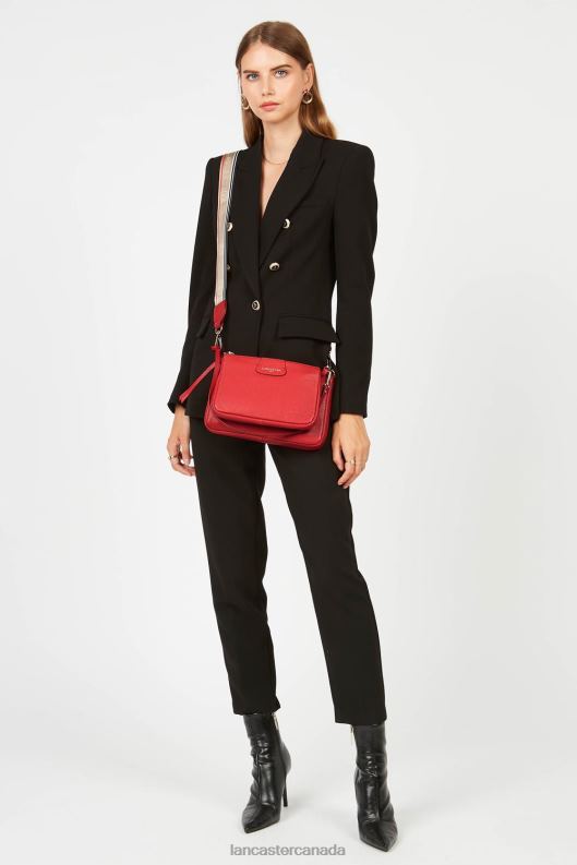 Women M Double Clutch Dune 4J6H1000 Bag Rouge Lancaster Paris