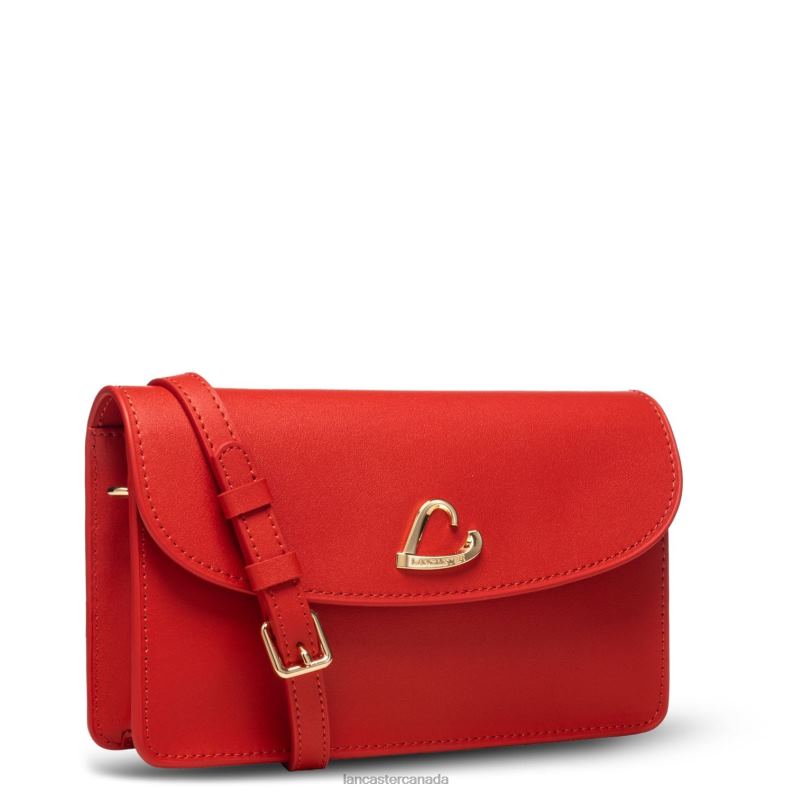 Women Small Clutch City Philos 4J6H1069 Bag Vermillon Lancaster Paris