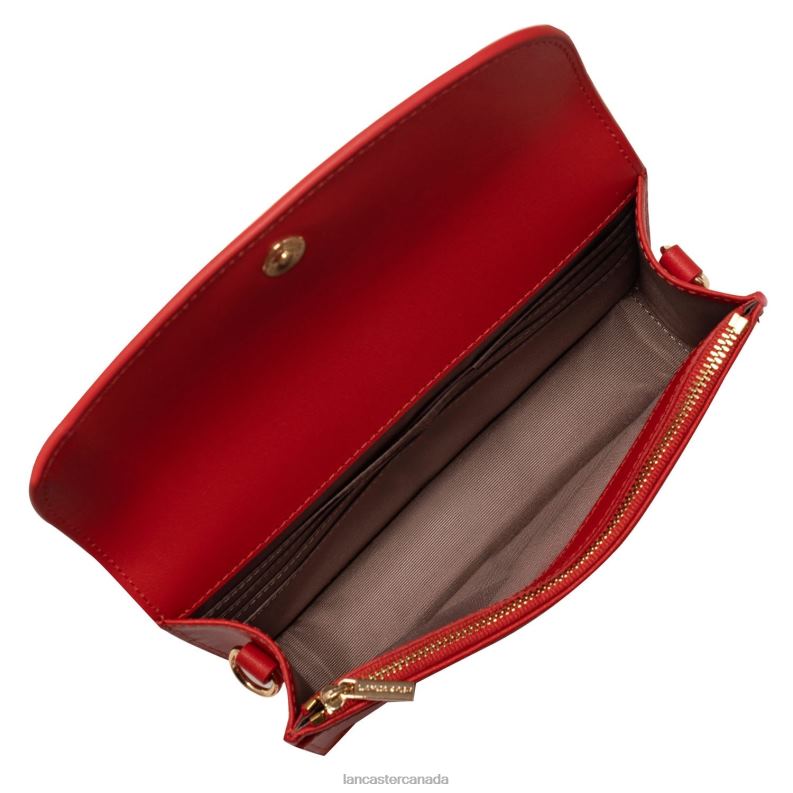 Women Small Clutch City Philos 4J6H1069 Bag Vermillon Lancaster Paris