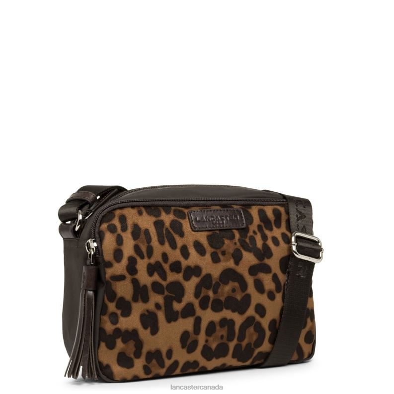 Women Crossbody Bag Basic Pompon 4J6H1775 Bag Marron Leopard Lancaster Paris