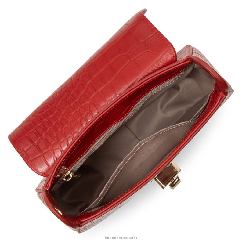 Women Crossbody Bag Exotic Croco Cn 4J6H2178 Bag Rouge Lancaster Paris