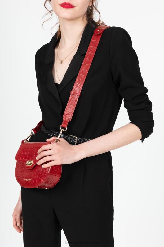 Women Crossbody Bag Exotic Croco Cn 4J6H2178 Bag Rouge Lancaster Paris