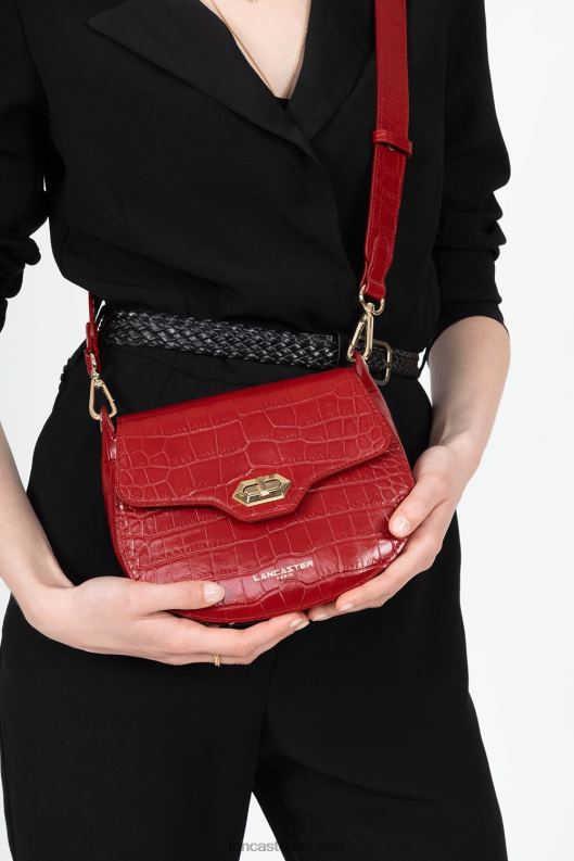 Women Crossbody Bag Exotic Croco Cn 4J6H2178 Bag Rouge Lancaster Paris