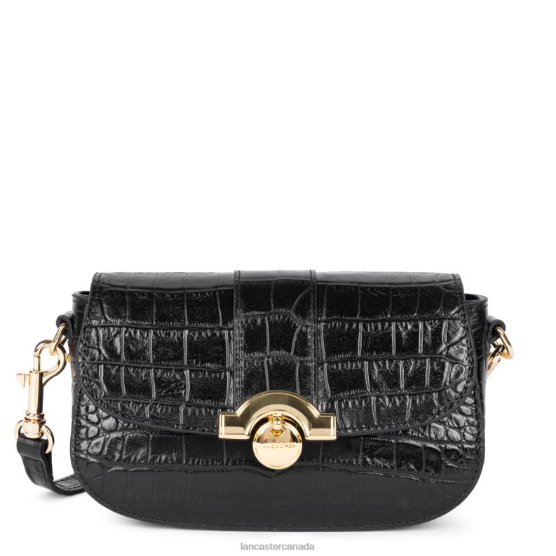 Women Crossbody Bag Exotic Croco Cn 4J6H2411 Bag Noir Lancaster Paris