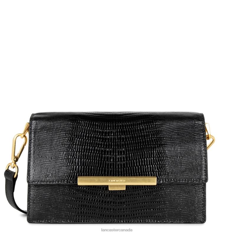 Women Crossbody Bag Exotic Lee 4J6H2028 Bag Noir-Lezard Lancaster Paris