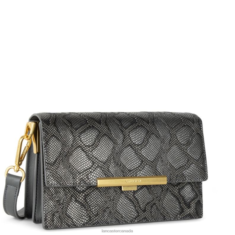 Women Crossbody Bag Exotic Lee 4J6H2032 Bag Gris Metal Python Lancaster Paris