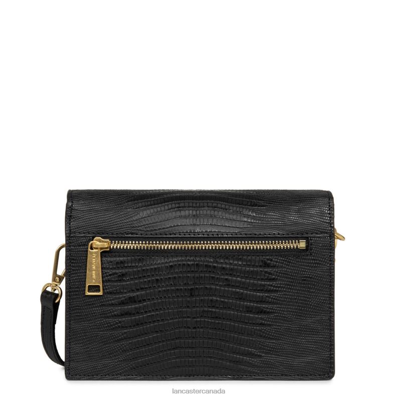 Women Crossbody Bag Exotic Lee New 4J6H2049 Bag Noir-Lezard Lancaster Paris