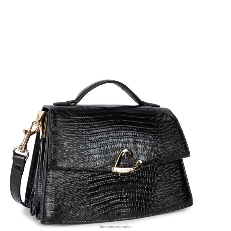 Women Crossbody Bag Exotic Philia 4J6H1989 Bag Noir-Lezard Lancaster Paris