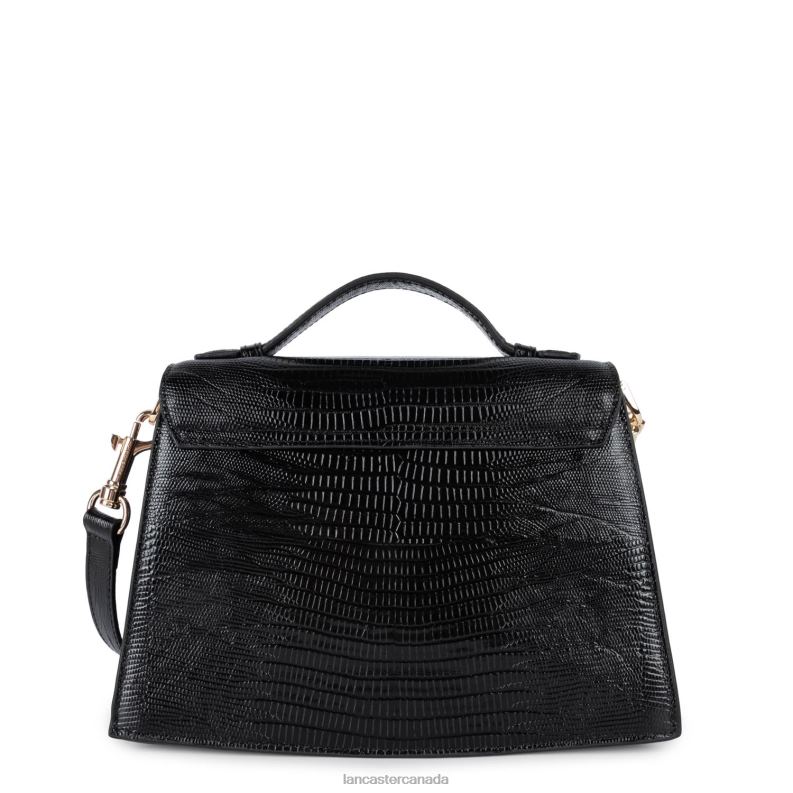 Women Crossbody Bag Exotic Philia 4J6H1989 Bag Noir-Lezard Lancaster Paris