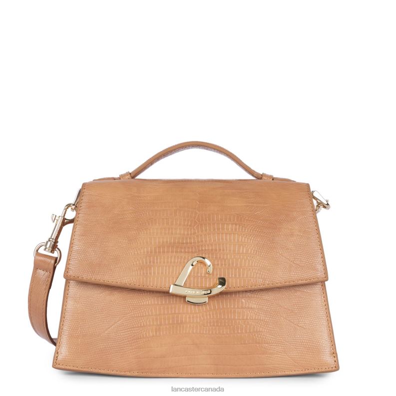 Women Crossbody Bag Exotic Philia 4J6H1990 Bag Camel-Lezard Lancaster Paris