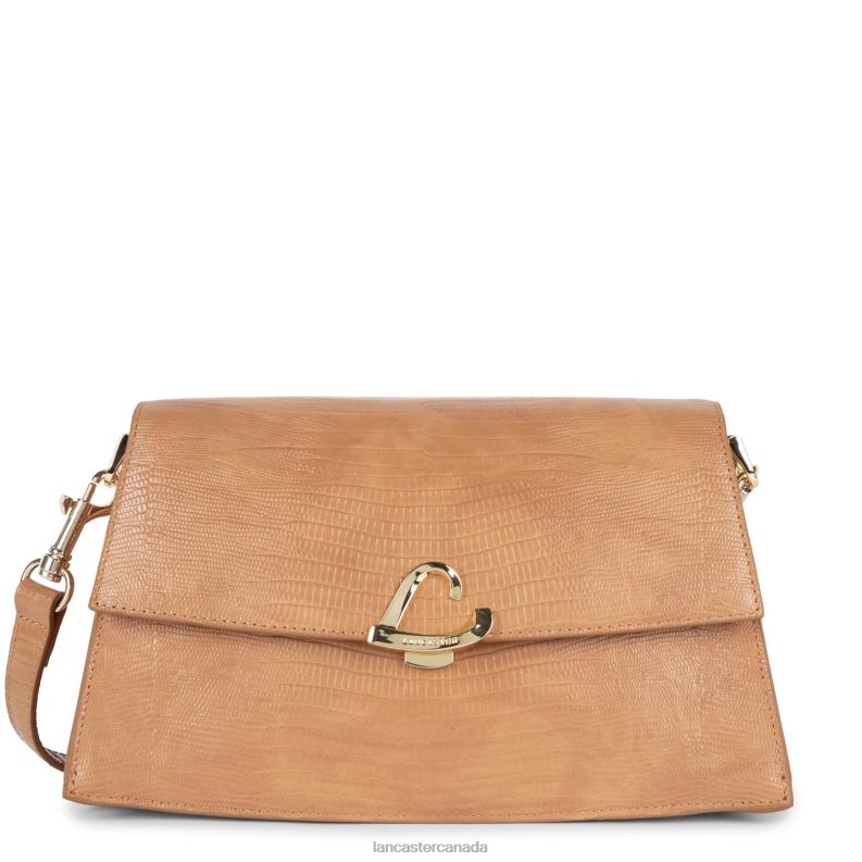 Women Crossbody Bag Exotic Philia 4J6H1993 Bag Camel-Lezard Lancaster Paris