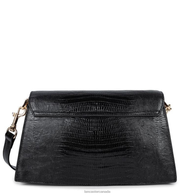 Women Crossbody Bag Exotic Philia 4J6H1997 Bag Noir-Lezard Lancaster Paris