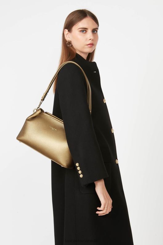 Women Crossbody Bag Foulonne Double 4J6H1520 Bag Gold Antic-In-Naturel Lancaster Paris