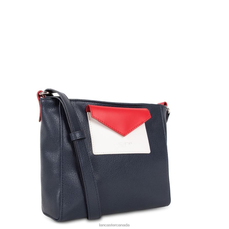 Women Crossbody Bag Maya 4J6H1883 Bag Bleu Fonce-Ecru-Rouge Lancaster Paris