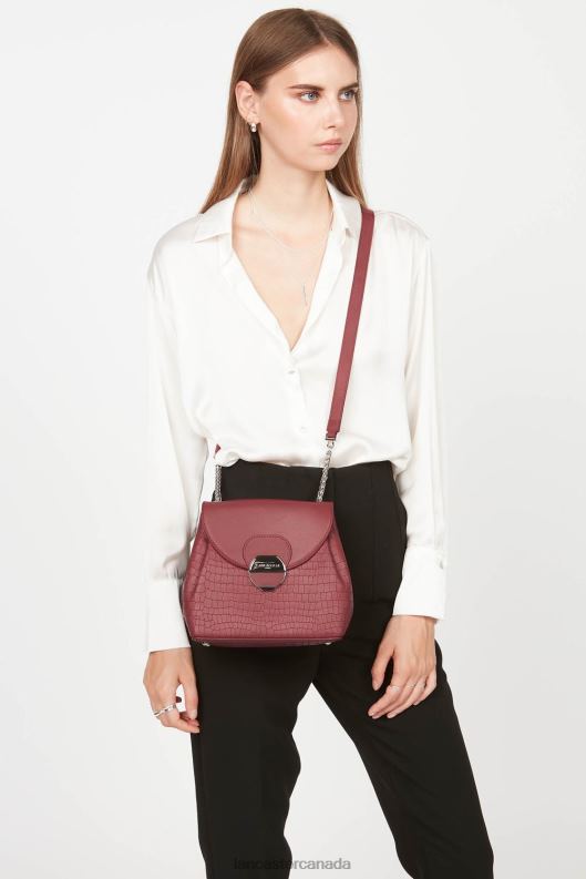 Women Crossbody Bag Pia 4J6H549 Bag Framboise Croco Lancaster Paris