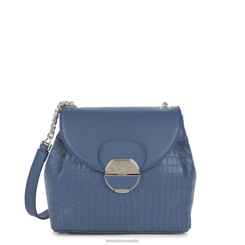 Women Crossbody Bag Pia 4J6H550 Bag Bleu Croco Lancaster Paris