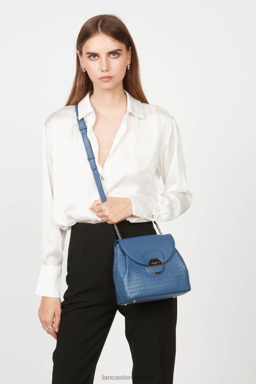 Women Crossbody Bag Pia 4J6H550 Bag Bleu Croco Lancaster Paris