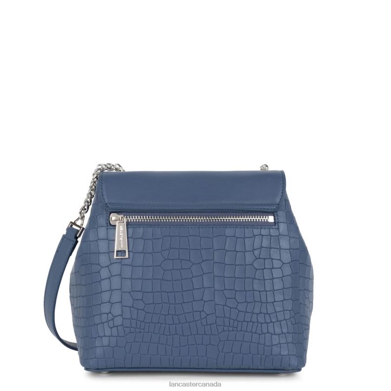 Women Crossbody Bag Pia 4J6H550 Bag Bleu Croco Lancaster Paris