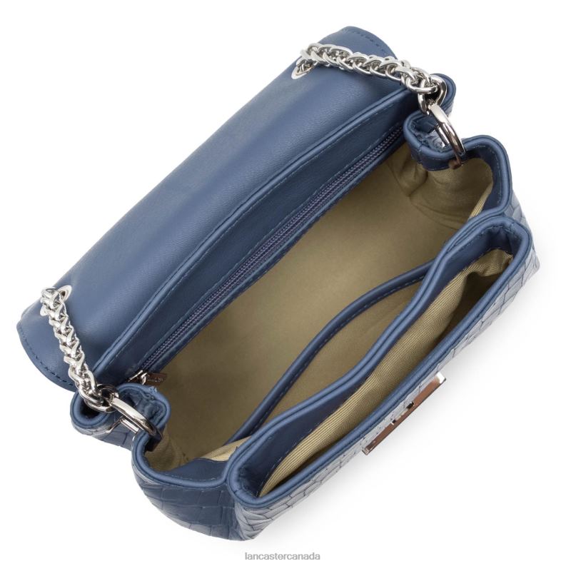 Women Crossbody Bag Pia 4J6H550 Bag Bleu Croco Lancaster Paris