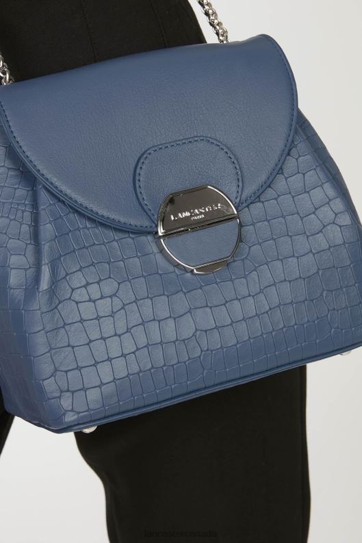 Women Crossbody Bag Pia 4J6H550 Bag Bleu Croco Lancaster Paris