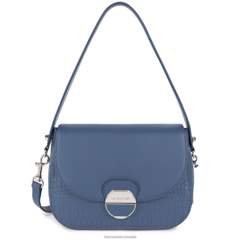 Women Crossbody Bag Pia New 4J6H1768 Bag Bleu Croco Lancaster Paris