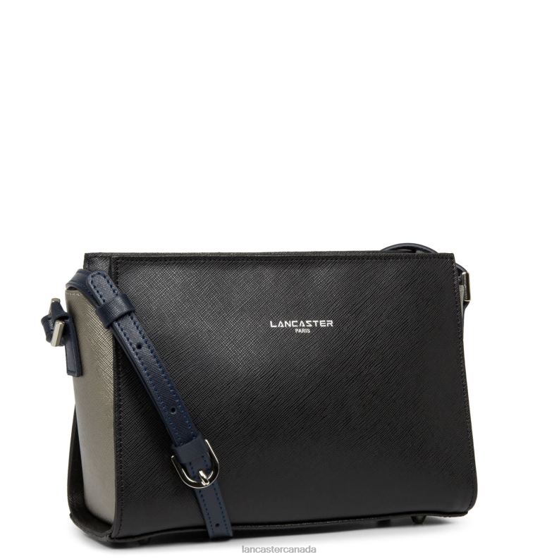 Women Crossbody Bag Saffiano Intemporel 4J6H806 Bag Noir-Gun Metal-Bleu Fonce Lancaster Paris