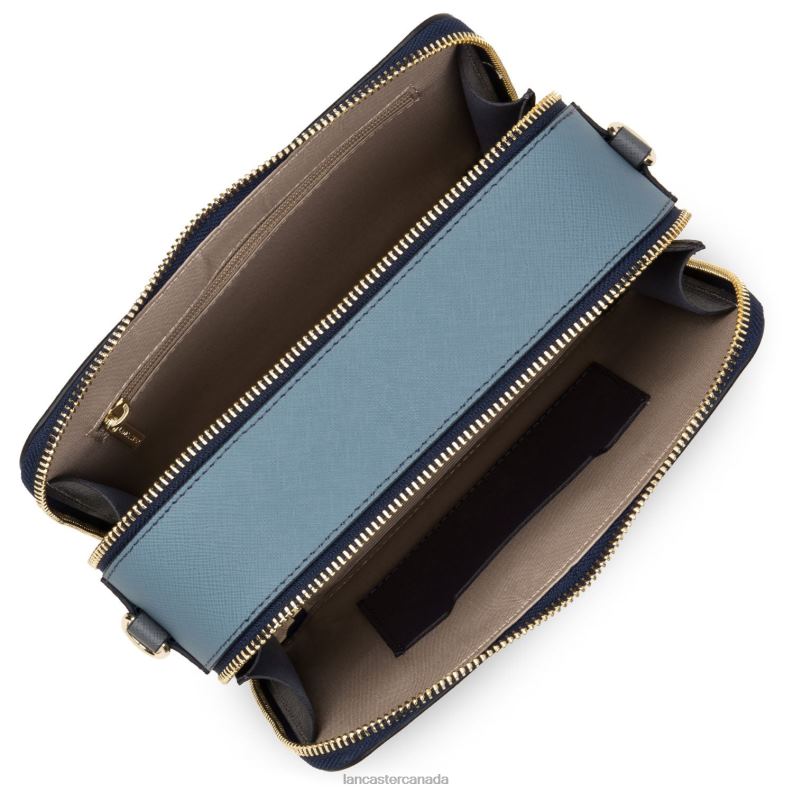 Women Crossbody Bag Saffiano Signature 4J6H2075 Bag Bleu Fonce-Bleu Ardoise-Gris Lancaster Paris