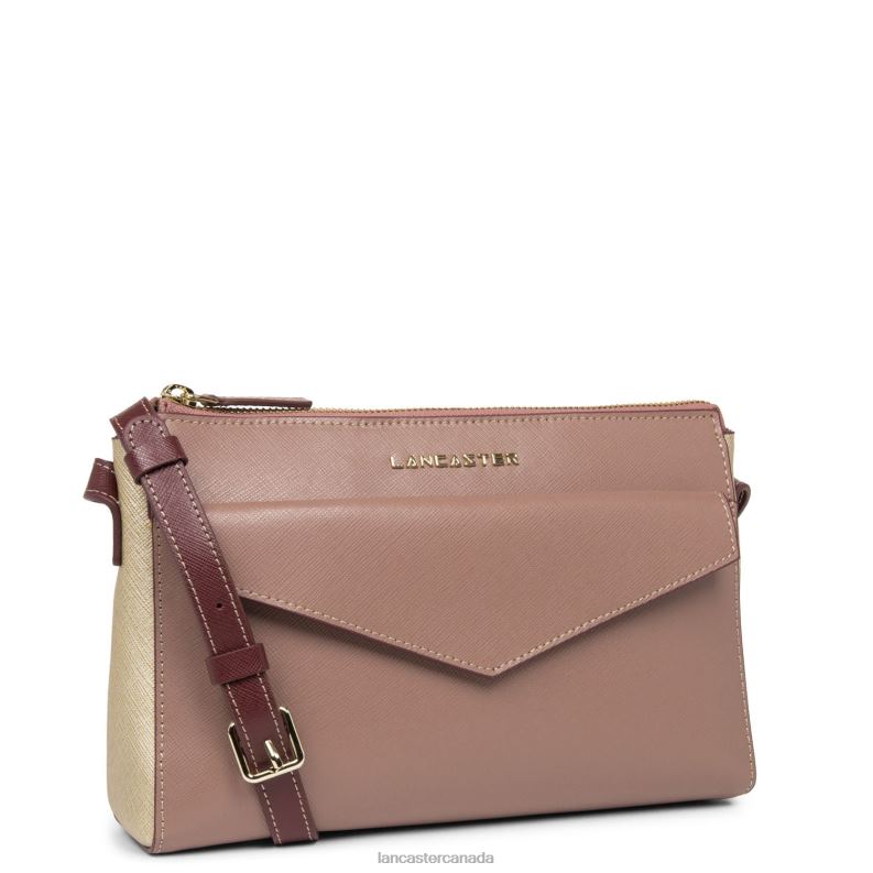 Women Crossbody Bag Saffiano Signature 4J6H2087 Bag Rose Antique-Champagne-Bordeaux Lancaster Paris