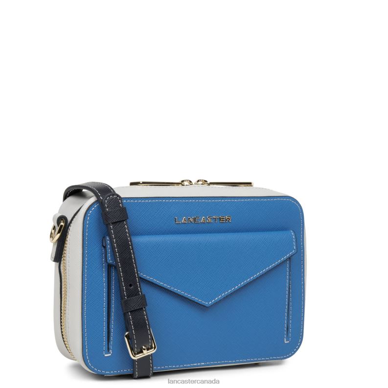 Women Crossbody Bag Saffiano Signature New 4J6H2104 Bag Bleu Cyan-Gris Perle-Bleu Fonce Lancaster Paris