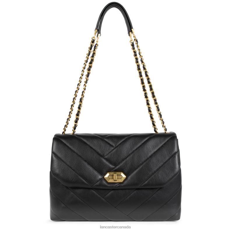Women Large Crossbody Bag Soft Matelasse 4J6H2004 Bag Noir Lancaster Paris