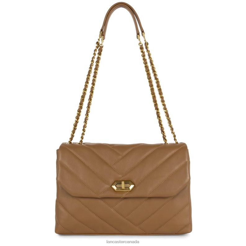Women Large Crossbody Bag Soft Matelasse 4J6H2005 Bag Camel Lancaster Paris