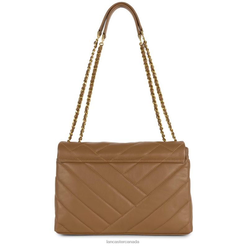 Women Large Crossbody Bag Soft Matelasse 4J6H2005 Bag Camel Lancaster Paris