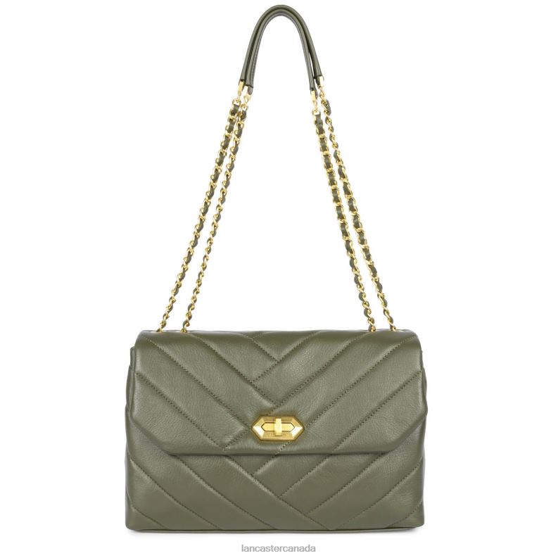 Women Large Crossbody Bag Soft Matelasse 4J6H2008 Bag Kaki Lancaster Paris