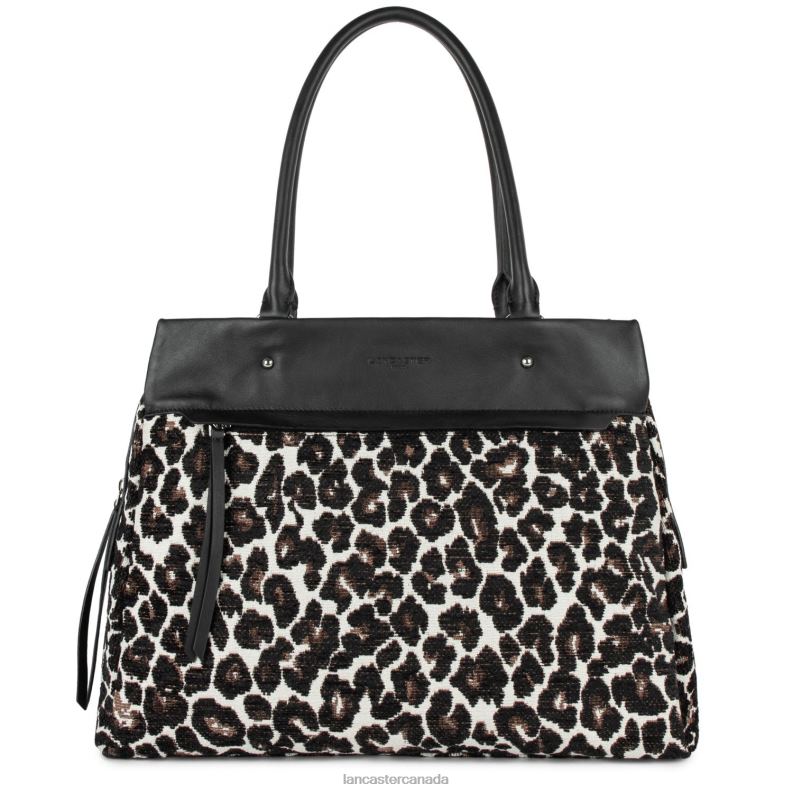 Women Handbag Actual Jungle Tapestry 4J6H3473 Bag Noir-Leopard Lancaster Paris
