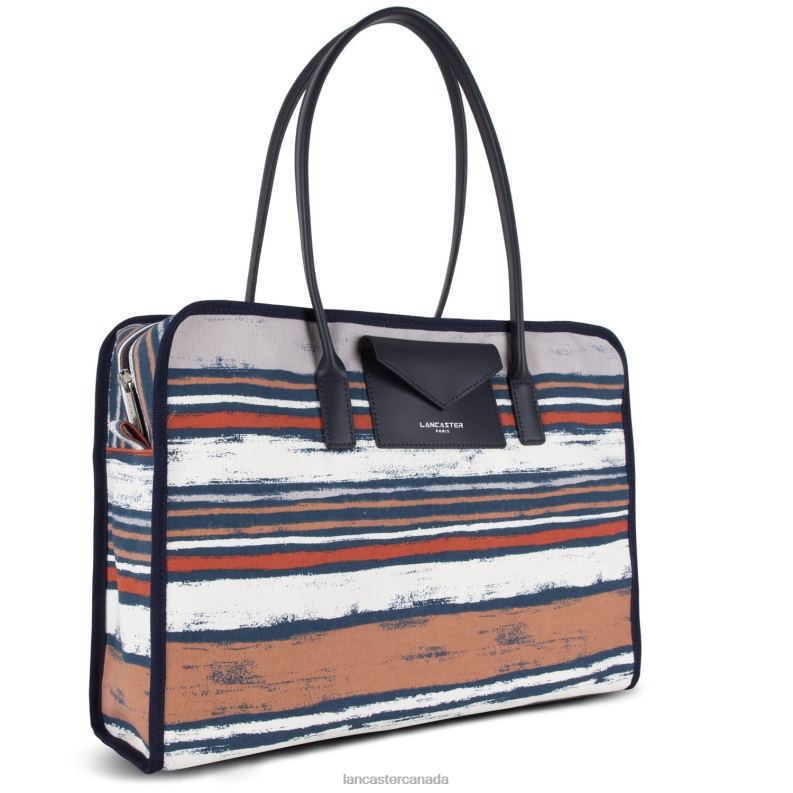Women Handbag Actual Provencal 4J6H3630 Bag Bleu Rayures Lancaster Paris