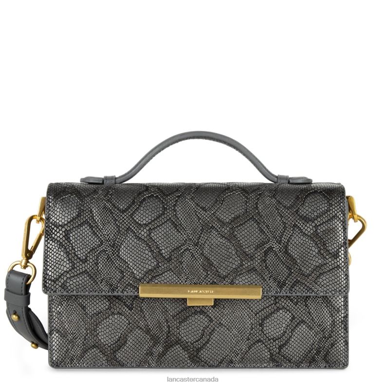 Women Handbag Exotic Lee 4J6H3345 Bag Gris Metal Python Lancaster Paris