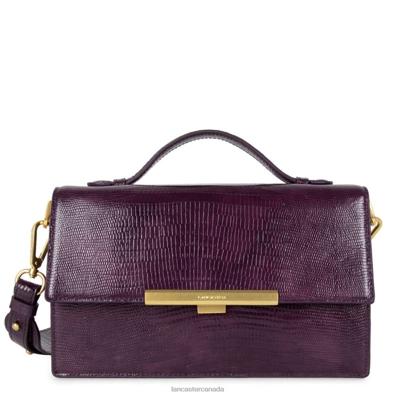 Women Handbag Exotic Lee 4J6H3346 Bag Prune-Lezard Lancaster Paris