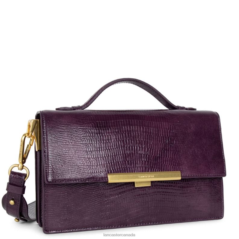 Women Handbag Exotic Lee 4J6H3346 Bag Prune-Lezard Lancaster Paris