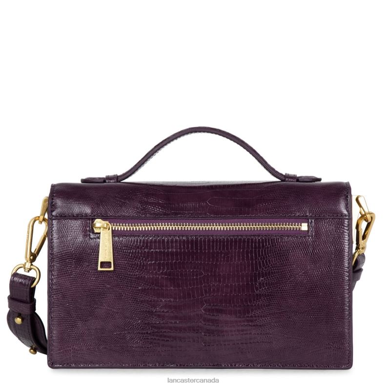 Women Handbag Exotic Lee 4J6H3346 Bag Prune-Lezard Lancaster Paris