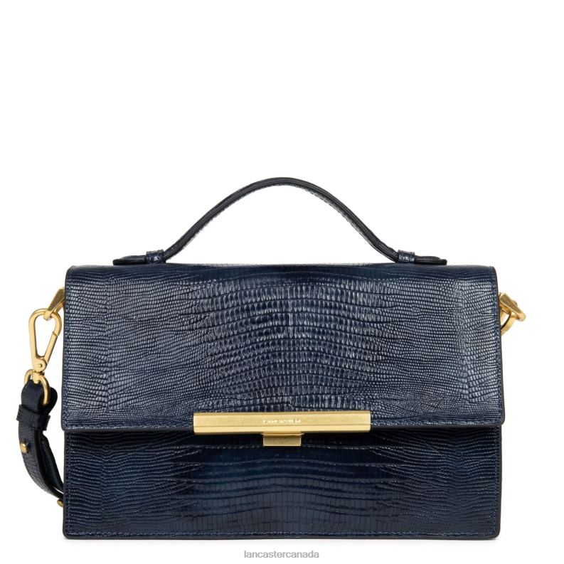 Women Handbag Exotic Lee 4J6H3351 Bag Bleu Fonce-Lezard Lancaster Paris