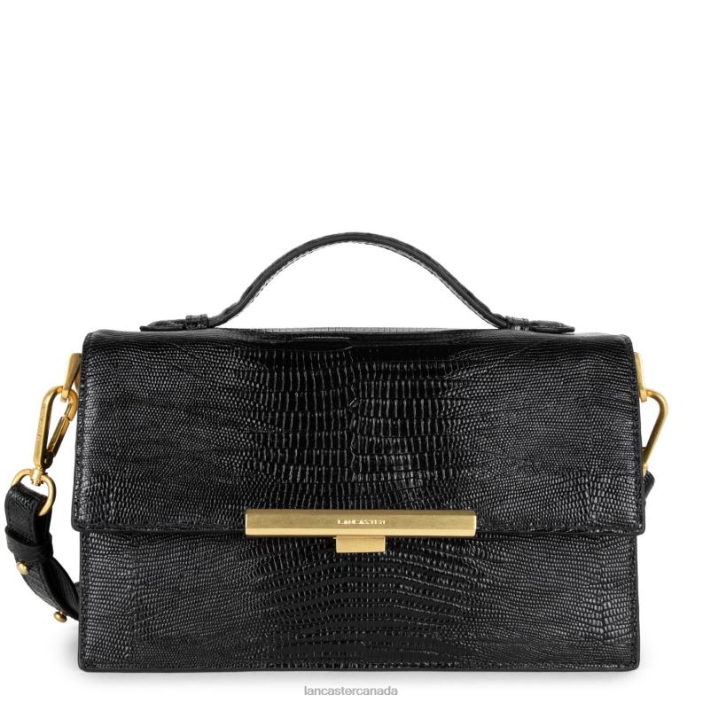 Women Handbag Exotic Lee 4J6H3354 Bag Noir-Lezard Lancaster Paris
